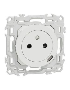 Prise 2P+T + USB-C 18W Odace blanc craie Schneider S920042