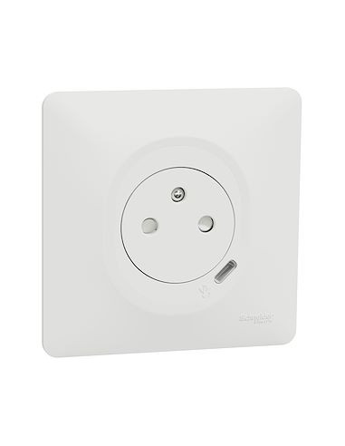 Schneider - S320089 - Ovalis - combi 2P+T 16A affleurante+chargeur USB-C 10,5W - connex. auto - Blanc