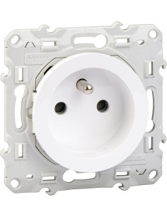 Schneider S520039 - Prise Odace 2P+T à vis blanche