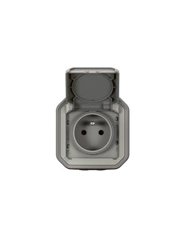 Legrand - 069731L - Prise étanche 2P+T avec éclipse de protection 16A Plexo complet IP55 saillie - gris