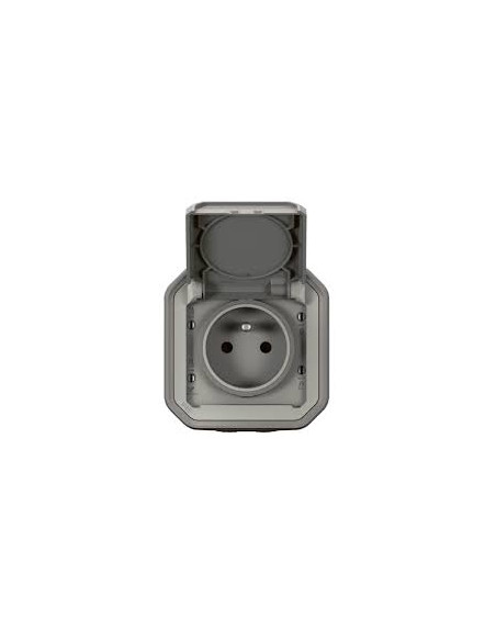 Legrand - 069731L - Prise étanche 2P+T avec éclipse de protection 16A Plexo complet IP55 saillie - gris