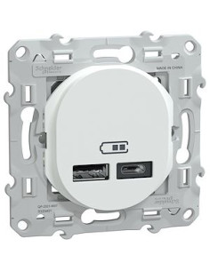 Schneider - S320401 - Ovalis - double chargeur USB A+C 12W - Blanc