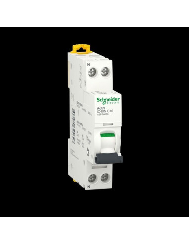 Schneider Electric - A9P54616 - Acti9 iC40N disjoncteur 1P+N 16A courbe C 6kA/10kA