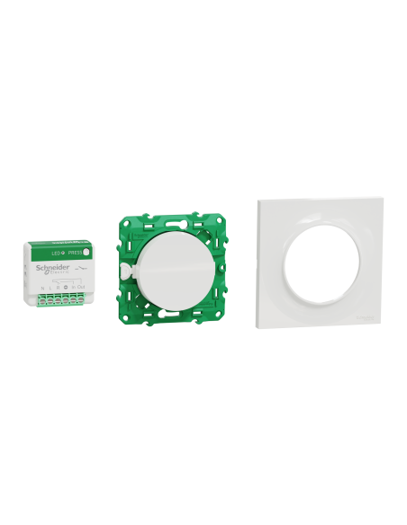 SCHNEIDER - S520192K - Odace sans fil sans pile - Kit actionneur micro + inter + plaque Styl - blanc