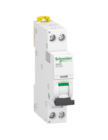 Schneider - A9P22625 - Acti9 iDT40T - Disjoncteur modulaire - 1P+N - 25A - Courbe C - 4500A/6kA