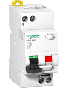SCHNEIDER - A9n21444 - Prodis, DT40 Vigi disjoncteur différentiel 1P+N 6kA 16A 30mA courbe C type AC
