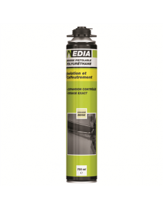 Edia - p252814 - Mousse expansive polyuréthane pistolable Edia - Aérosol 750 ml - Prêt à l'emploi - Beige