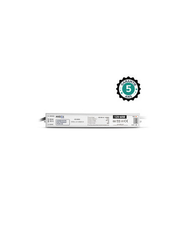 Miidex - 100469 - ALIM 12V DC LUMINEUX 60W IP67 5ANS