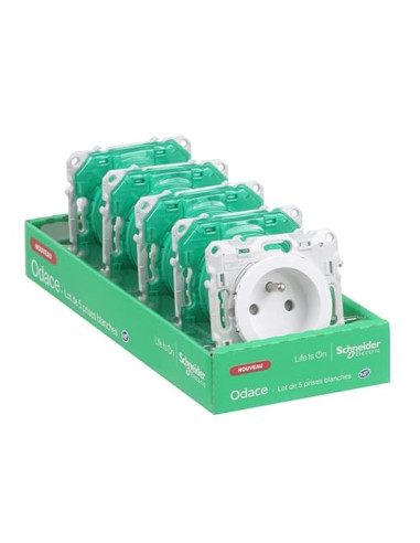 schneider - SC5SHN0412218 - Lot de 5 prises 2P+T (sans plaque) Odace