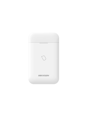 Lecteur de badges sans fil Hikvision 868 MHz, blanc, pour système d'alarme AX Pro, alimenté par 3 piles AA.