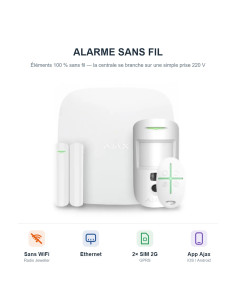 Alarme Ajax Hub 2 blanche Kit 1 avec MotionCam | BricoElect