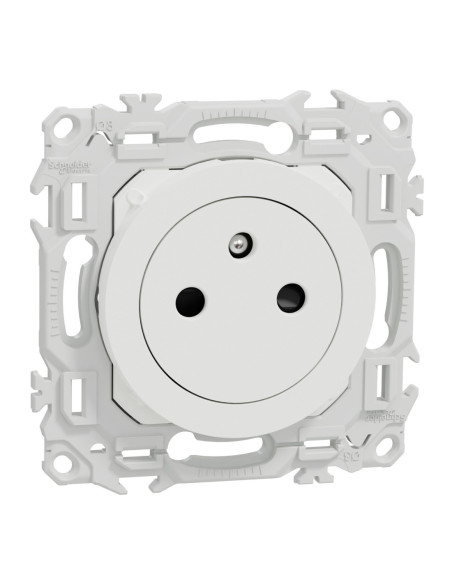 Prise 2P+T affleurante Odace blanc craie Schneider S920052