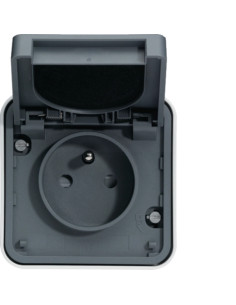 HAGER - WNC100 - cubyko prise de courant 2pt +t  gris ip55 wnc100