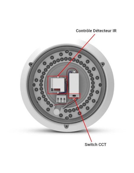 Hublot LED Ø300 15W CCT + détecteur IR - Miidex 101093