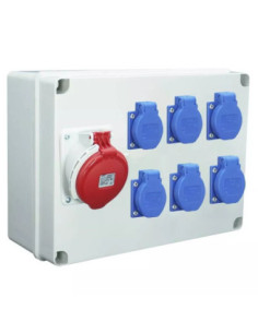 Digital Electric 31582 coffret atelier 6 prises 2P+T 16A et 1 prise 3P+N+T 32A IP65