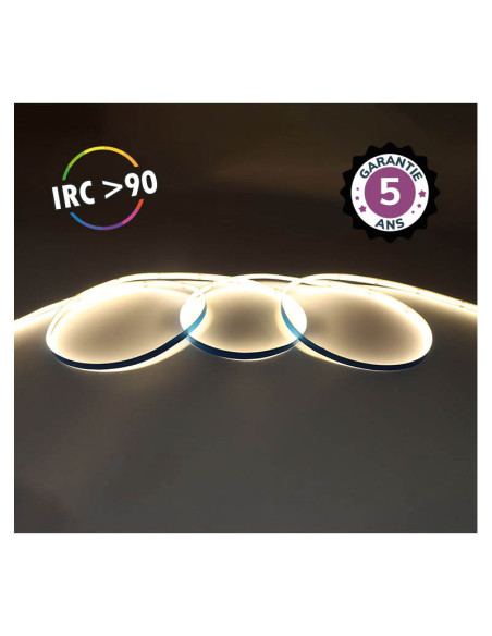 Miidex 100516 - BANDEAU COB 3000K 5M 320LED/M ET 9W/M IP20 24V 5ANS