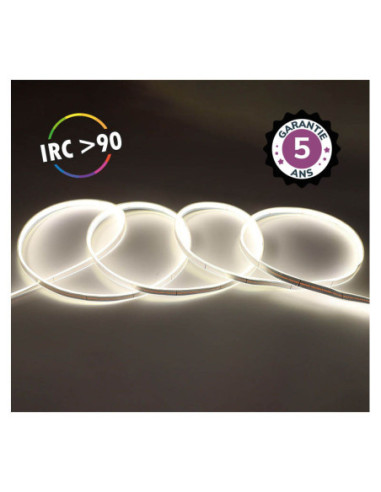 Miidex 100520 - BANDEAU COB 4000K 5M 320LED/M ET 9W/M IP65 24V 5ANS