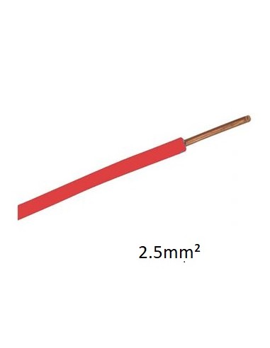 Fil HO7V-U Rigide 2,5 mm2 rouge 100 mètres