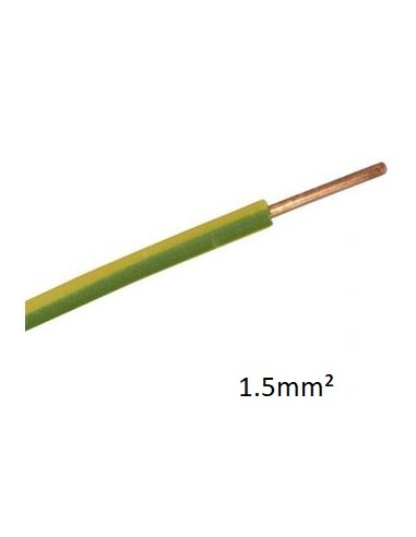 Fil HO7V-U Rigide 1,5 mm2 vert jaune 100 mètres