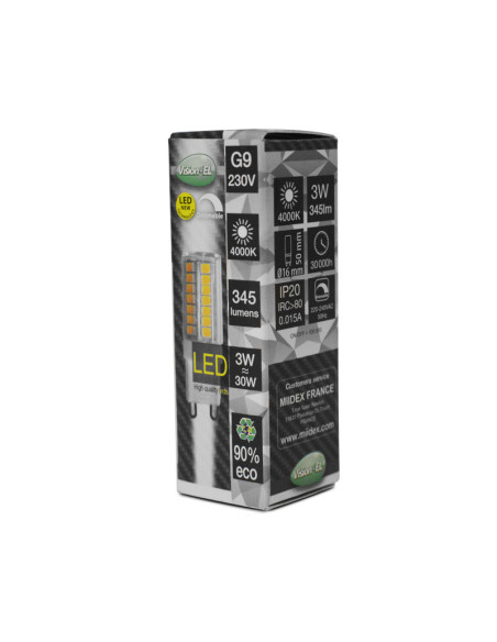 Miidex 79223 - LED G9 3.5W 4000K 230V DIM BOITE 350lm 300°