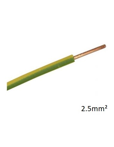 Fil HO7V-U Rigide 2,5 mm2 vert jaune 100 mètres