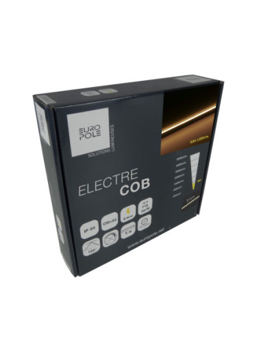 Pack bandeau LED COB 5m ELECTRE 8W/m 3000K 854lm/m IP20 24V avec alimentation - Europole 474500