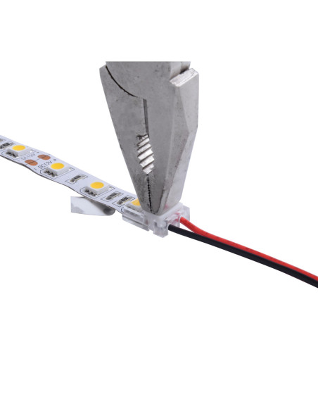 Connecteur rapide CONNECT SLIM 2 pôles bandeau LED 8mm vers câble 12/24V IP20 - Europole 42193