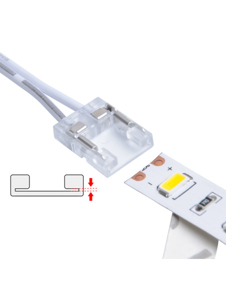 Connecteur rapide CONNECT SLIM 2 pôles bandeau LED 10mm vers câble 12/24V IP20 - Europole 42195