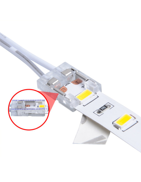 Connecteur rapide CONNECT SLIM 2 pôles bandeau LED 10mm vers câble 12/24V IP20 - Europole 42195