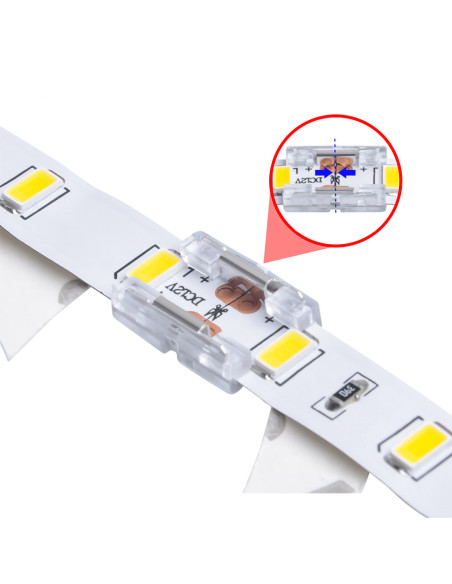 Connecteur rapide CONNECT SLIM 2 pôles bandeau LED 10mm vers bandeau 12/24V IP20 - Europole 42194