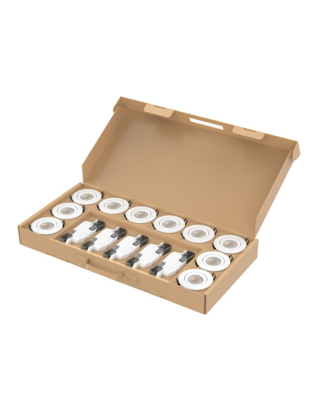 Lot de 10 spots LED encastrables CELLA SWITCH 5,5W CCT 2700/3000/4000K orientables blanc mat IP65 - Europole 59126