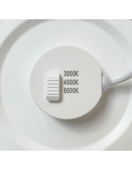 Downlight LED NEVIS 4 SWITCH 18W CCT 3000/4000/6500K Ø240mm blanc mat IP44 - Europole 510046