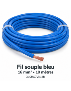 Fil Souple H07V-K 16 mm² Bleu – Bobine 10 m