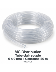 Tube clair souple 6 x 9 mm - couronne 50 m | MC Distribution 0809/TUB