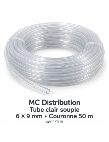 Tube clair souple 6 x 9 mm - couronne 50 m | MC Distribution 0809/TUB