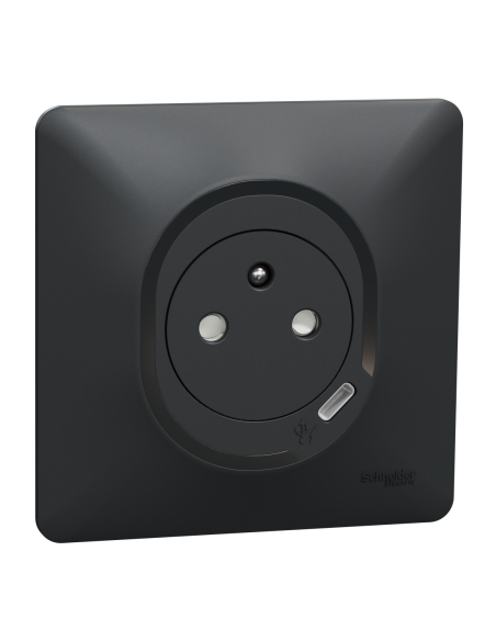 Schneider S340089 Ovalis prise 2P+T USB-C anthracite