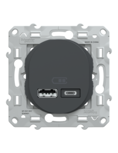 Schneider S340401 Ovalis double chargeur USB A+C anthracite 2