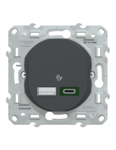 Schneider S340403 Ovalis chargeur USB A+C 45W anthracite 2