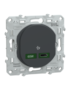 Schneider S340406 Ovalis chargeur USB-C 65W anthracite