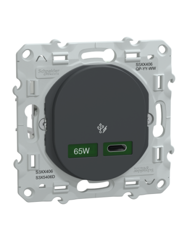Schneider S340406 Ovalis chargeur USB-C 65W anthracite