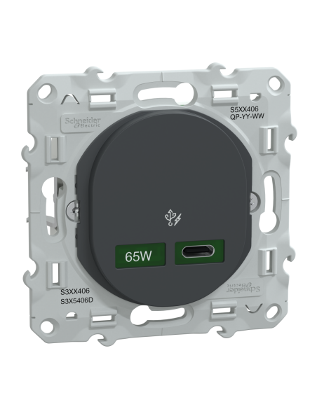 Schneider S340406 Ovalis chargeur USB-C 65W anthracite