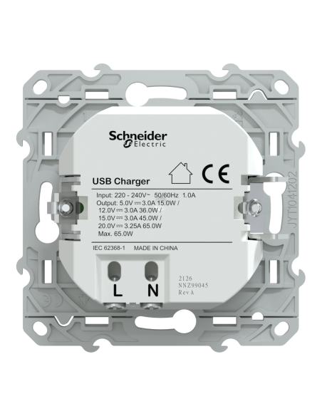 Chargeur USB-C 65W Ovalis anthracite Schneider S340406