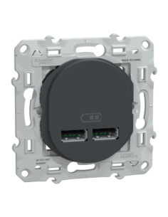 Schneider S340407 Ovalis double chargeur USB A+A anthracite
