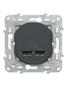 Schneider S340407 Ovalis double chargeur USB A+A anthracite 2