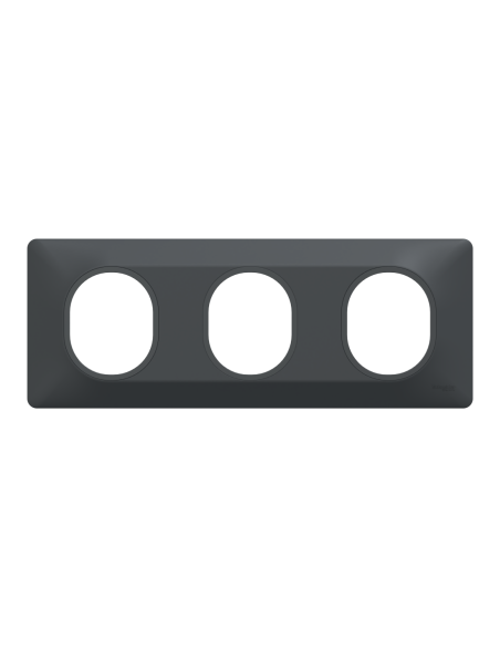 Plaque 3 postes horizontale 71 mm Ovalis anthracite Schneider S340706