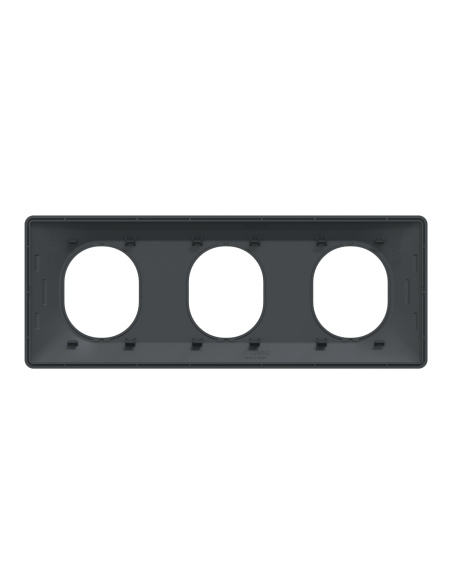 Plaque 3 postes horizontale 71 mm Ovalis anthracite Schneider S340706