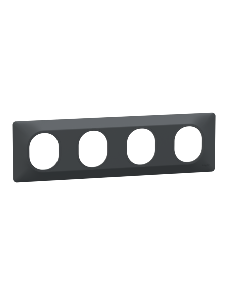 Schneider S340708 Ovalis plaque 4 postes horizontale anthracite