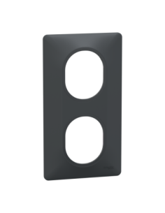 Schneider S340724 Ovalis plaque 2 postes verticale anthracite