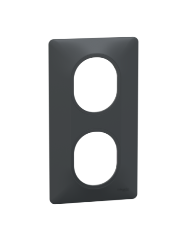 Schneider S340724 Ovalis plaque 2 postes verticale anthracite
