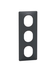 Schneider S340726 Ovalis plaque 3 postes verticale anthracite